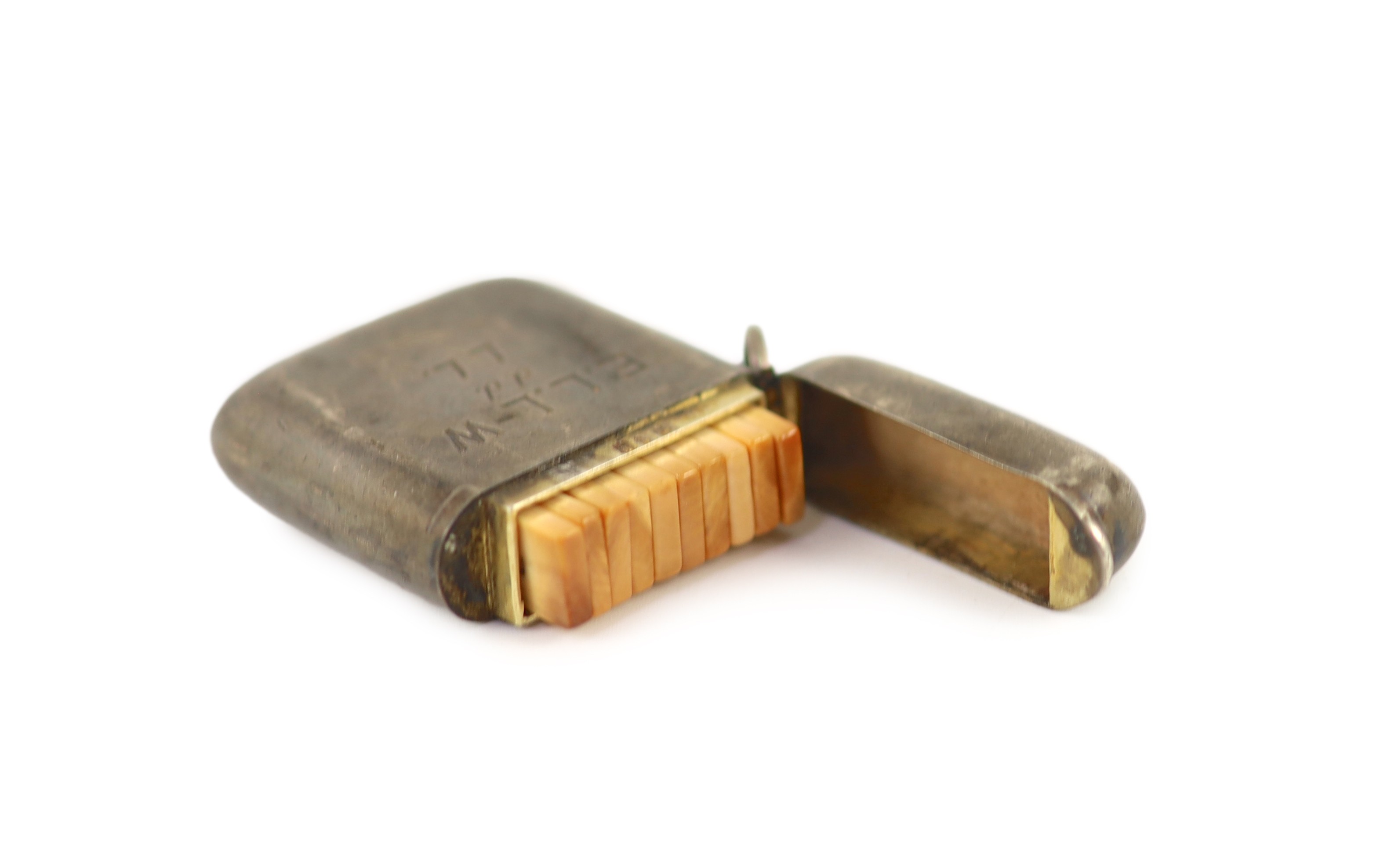A George V silver shooting butt marker case by William Hornby